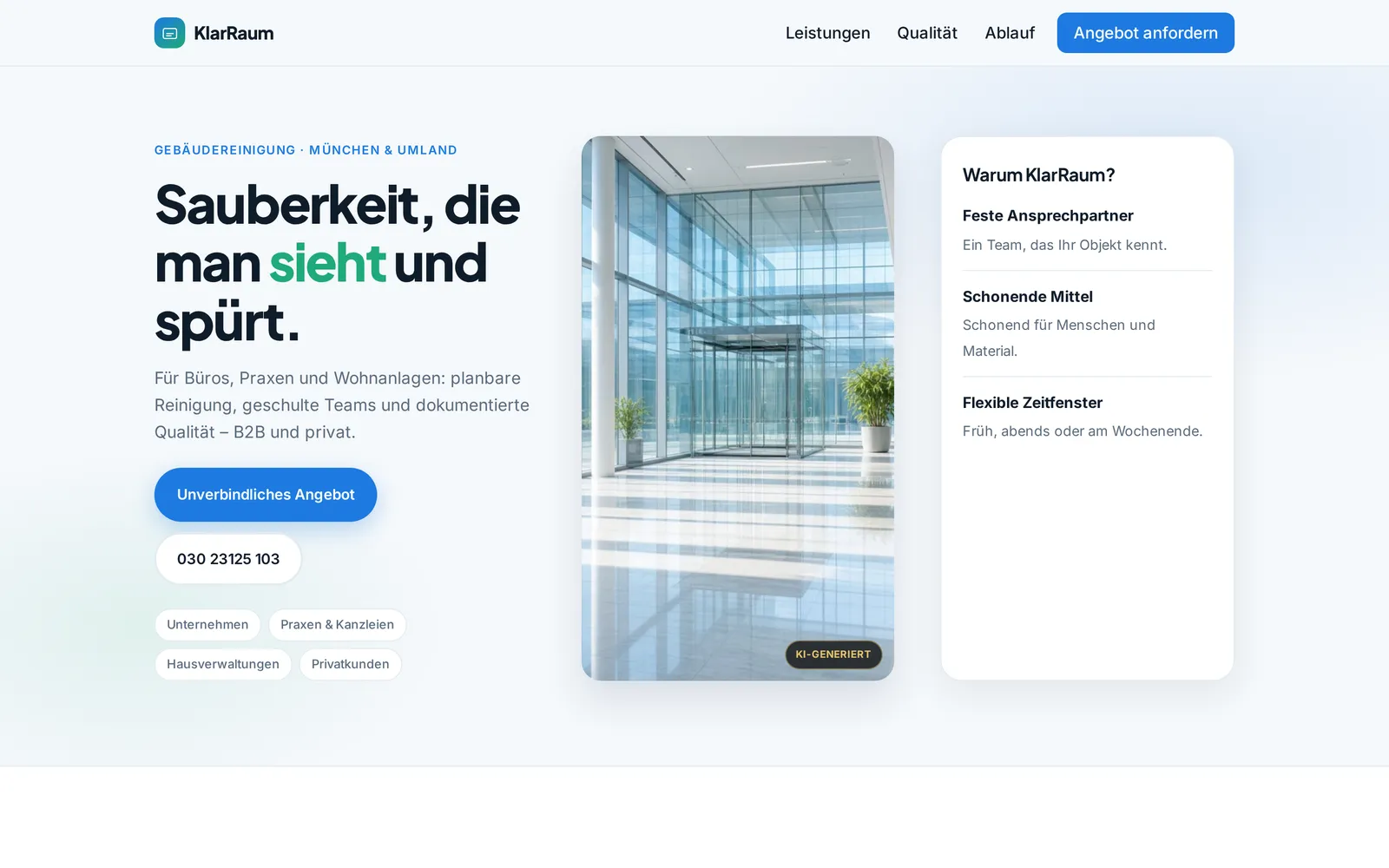 Startseite der Studie KlarRaum (Screenshot)